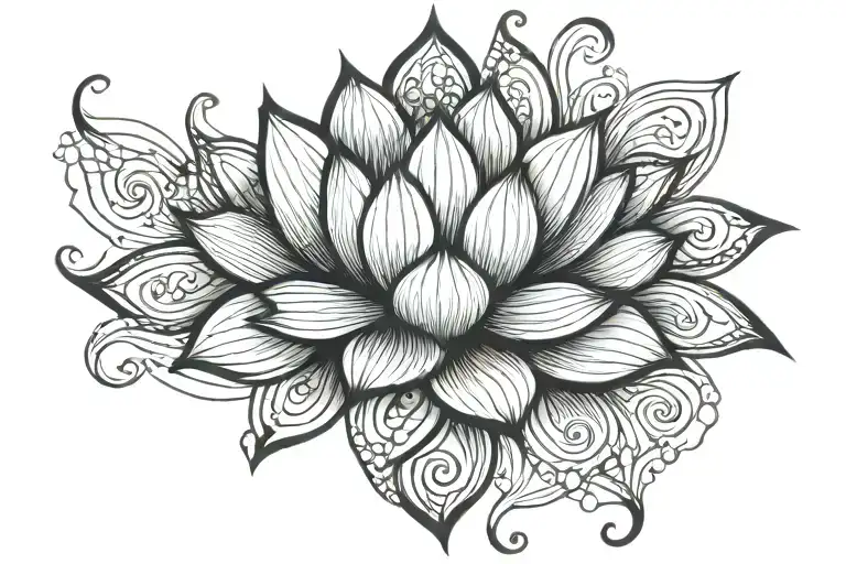 Geometric Lotus And Waves Flowing