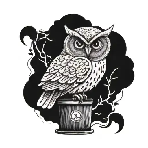 An Owl Sitting On A Trashcan Says Mohu