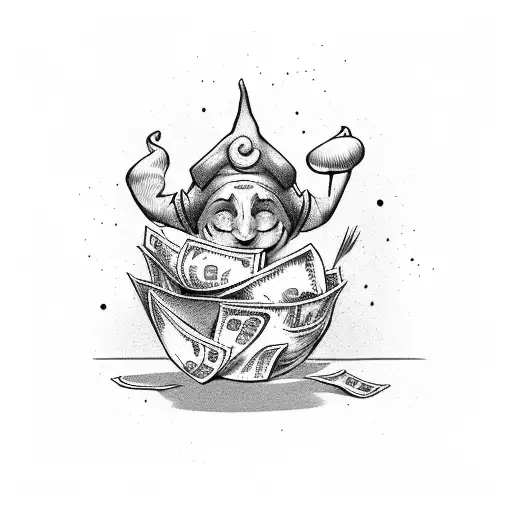 Jester Hiding Behind Money