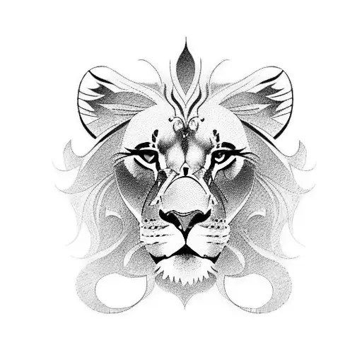 A Tattoo Of A Majestic Lion With Intricate Lettering That Says 'The World Is Yours'