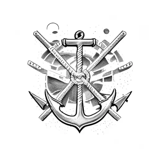 A Shipwreck Scene With An Anchor Emerging From The Wreckage