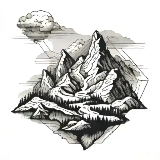 A Detailed Landscape Of A Mountain Range With Hiking Trails Winding Through It