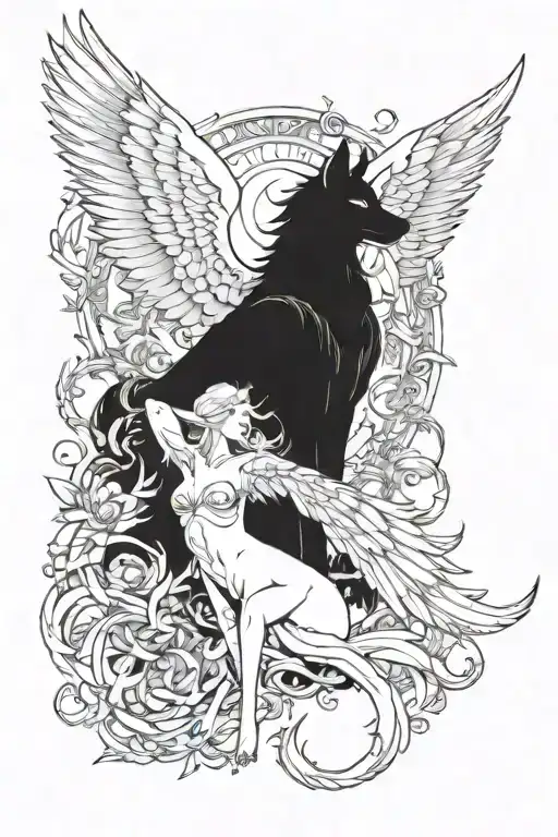 Angel And Wolf And Phoenix