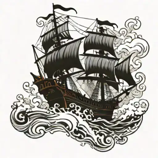 Pirate Ship In Heavy Waters