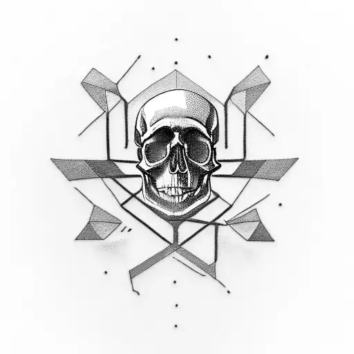 Skull With No Jawbone And Geometric Triangles Lunes And Circles