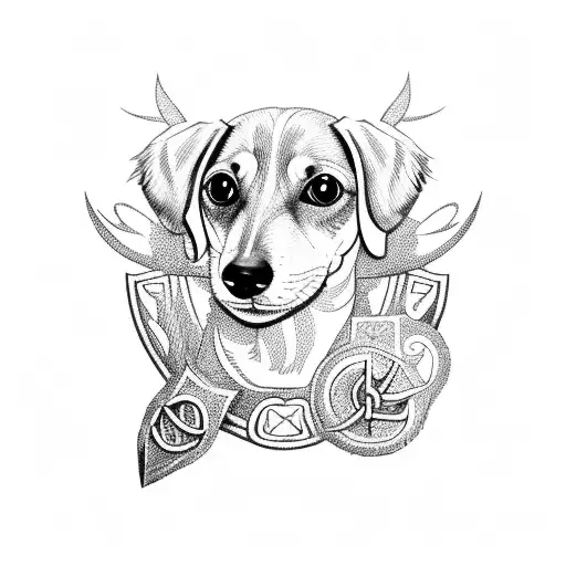 Dachshund Made Up Of Norse Items Mjolnir Wolf
