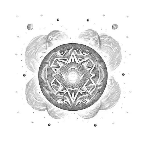 A Heavy Metal-inspired Moon With Intricate Dotwork Patterns