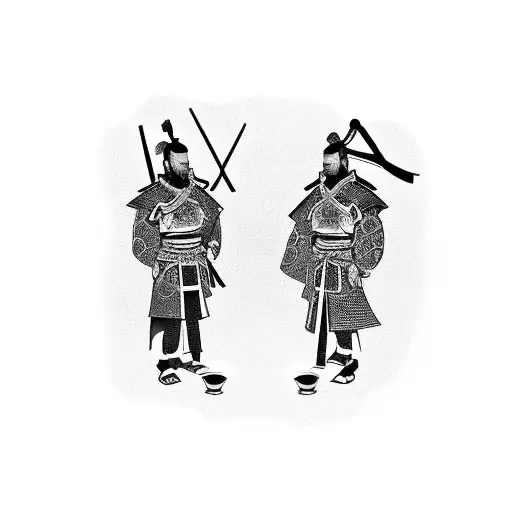 Two Samurai Watching The Sunset