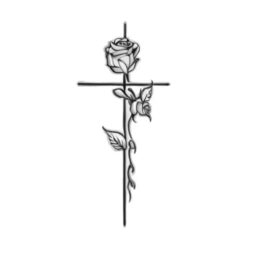 A Cross With A Rose And Faith