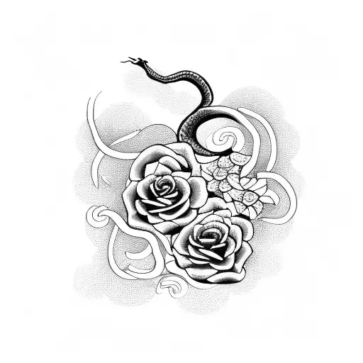Incorporate Flowers And Vines Around The Snake