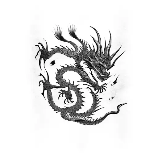 Dragon In Oriental Inkbrush Style