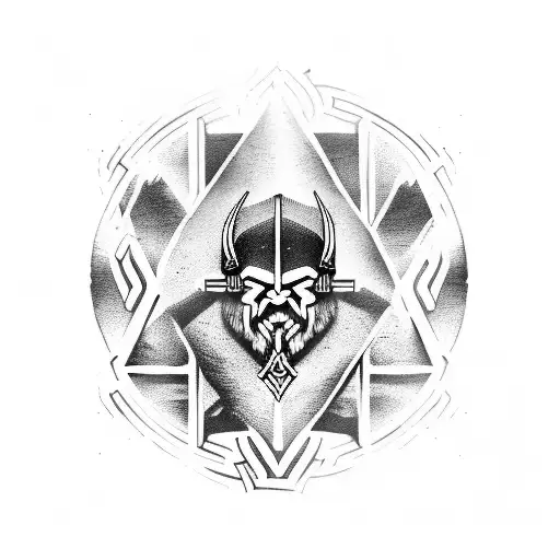 Viking Runes That With A Mountain And Assassin's Creed Sign