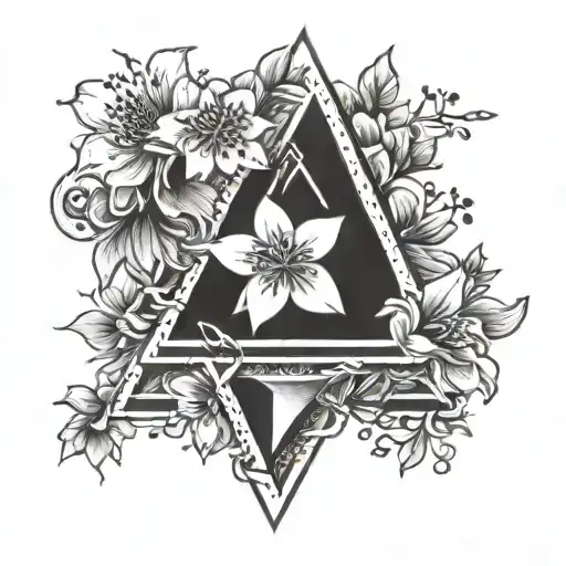 Name Faith In A Triangle With Simple Sakura Flower