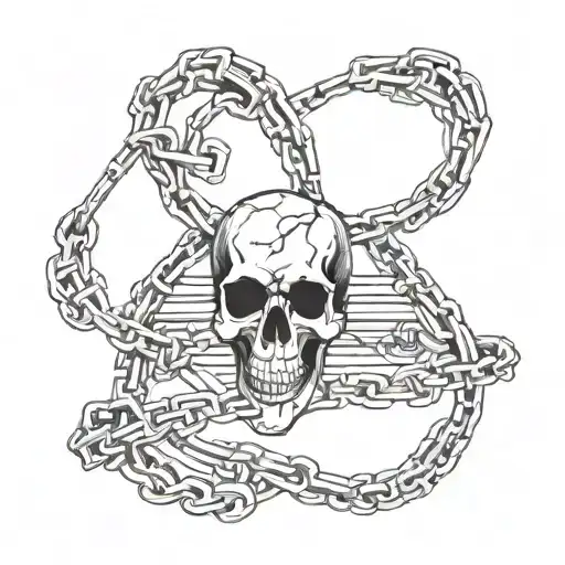 Heart Shaped With Skull Ribs Wrapped In Chains