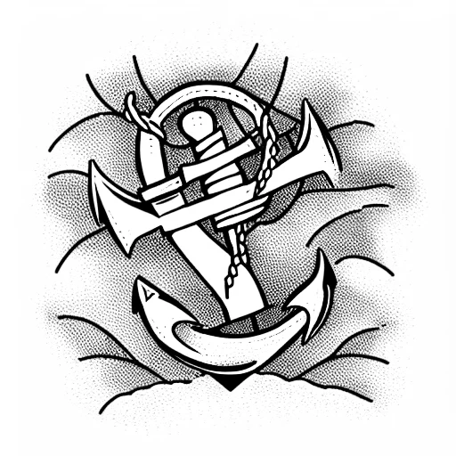 Anchor And Sea And Birds