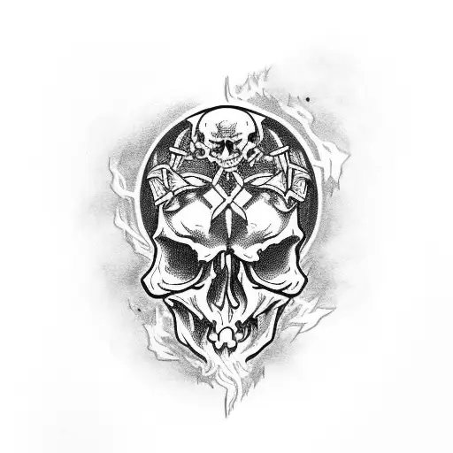 Tibia Skull Surrounded By Sudden Death Runes