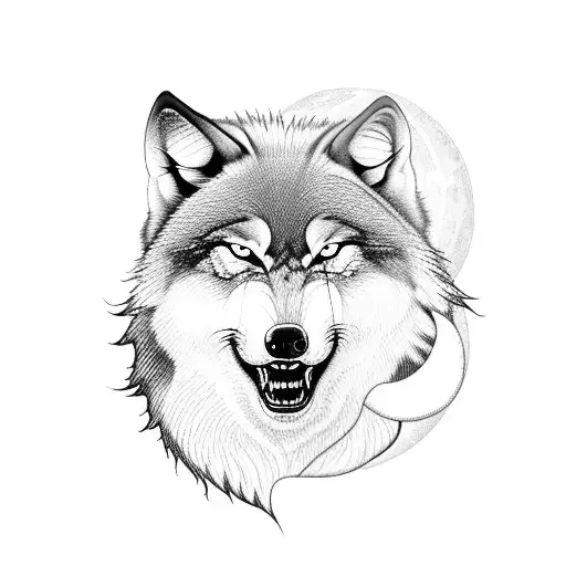 A Majestic Wolf Howling At The Moon