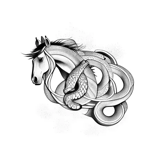Horse With Snake Around It