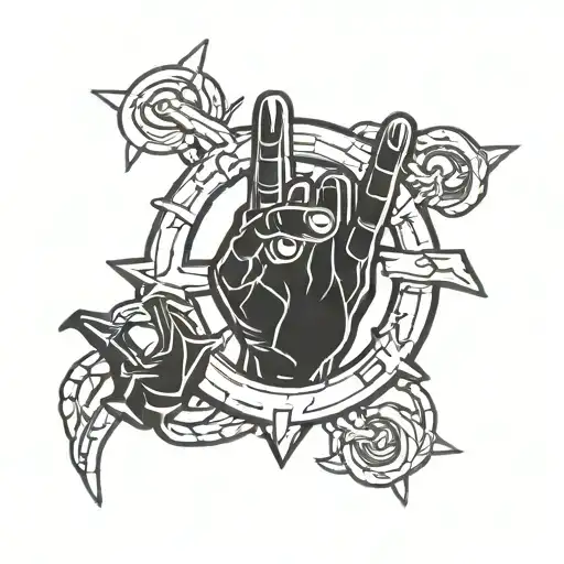 Rock Hand Sign With Anchor