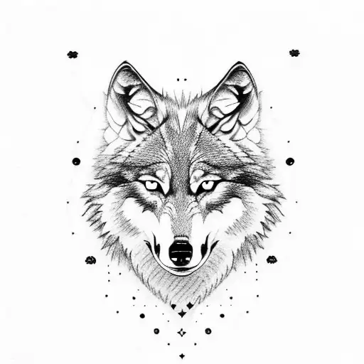 Wolf Head With A Moon