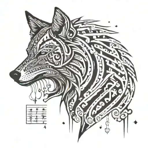 A Tribal Wolf Design Incorporating Computer Code Elements