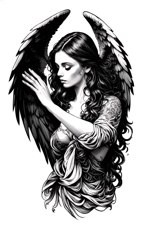 Sexy Angel Reaching Down To Touch