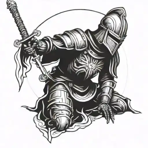 Knight With A Sword Kneeling