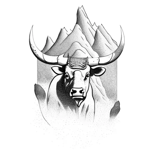 A Majestic Bull Riding Through A Rugged Mountain Landscape