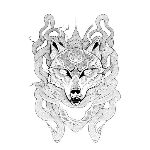 Snake And Wolf In A Forest