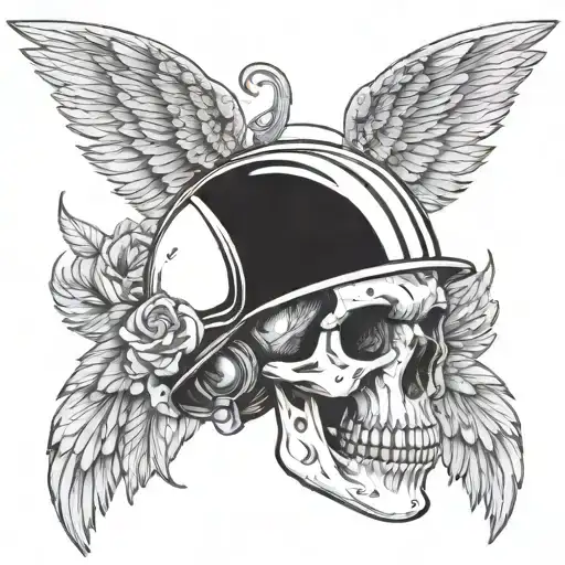 Skull In A Helmet With Wings In Fantasy Style