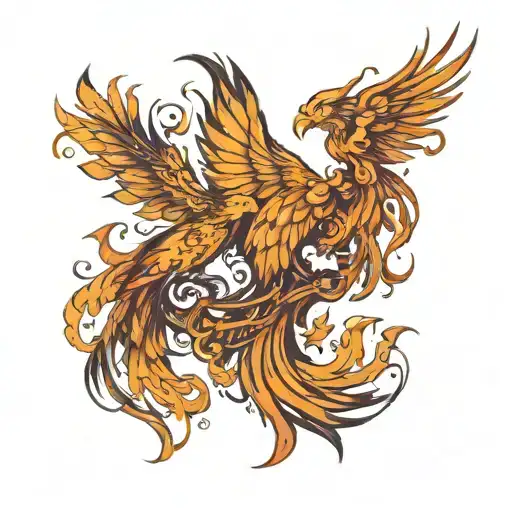 Two Phoenix Morphing Into A Pisces And Scorpio Zodiac Signs