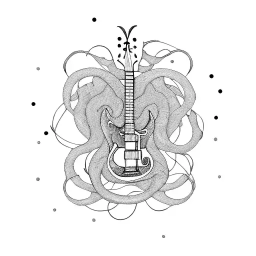 Incorporate A Guitar And Waves Into A Unique Rock-inspired Tattoo Design