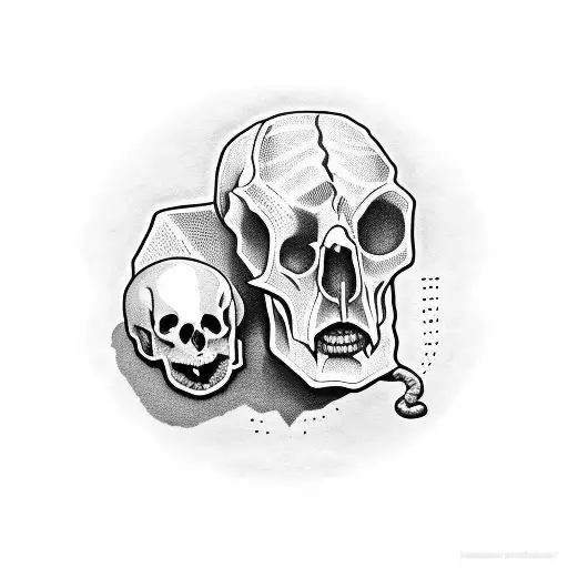 Bust Of Moloch Holding A Baby Skull