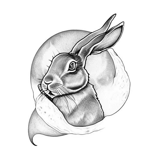 Tarot Hare Looking Up At Moon