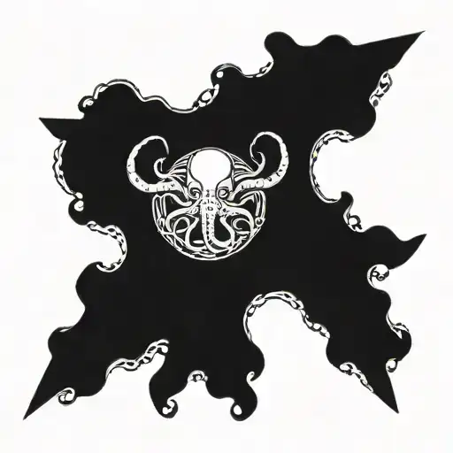 Galactic Octopus Battling A Futuristic Spaceship