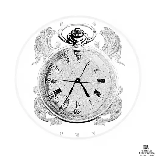 Black And White Broken Pocket Watch In Roman Numbers With Some Watch Parts Around It