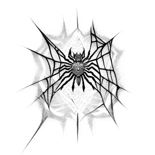 A Gothic Spider Web With A Metal Band Logo Incorporated Into The Design