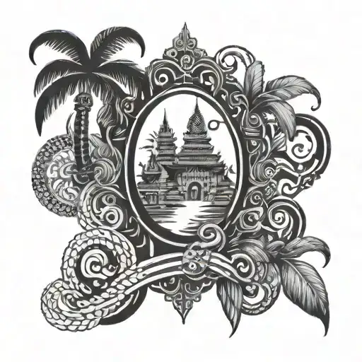 Thailand Travel Palm Music Note Intertwined