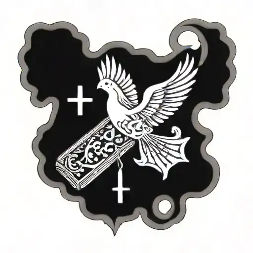 Cross With A Dove And A Bible Quote Intertwined
