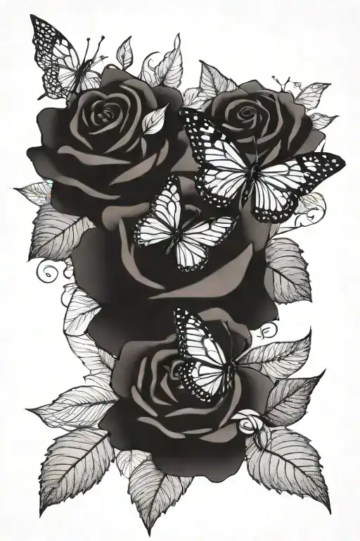 Roses Flowers Butterflies Love