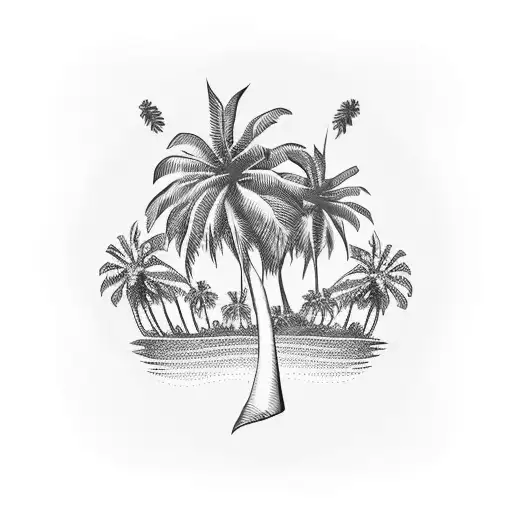 Palm Tree With 215 Carved On It