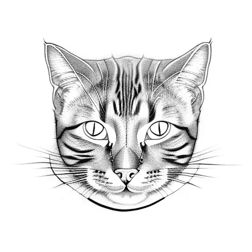 A Cat-themed Tattoo Incorporating Abstract Art Elements