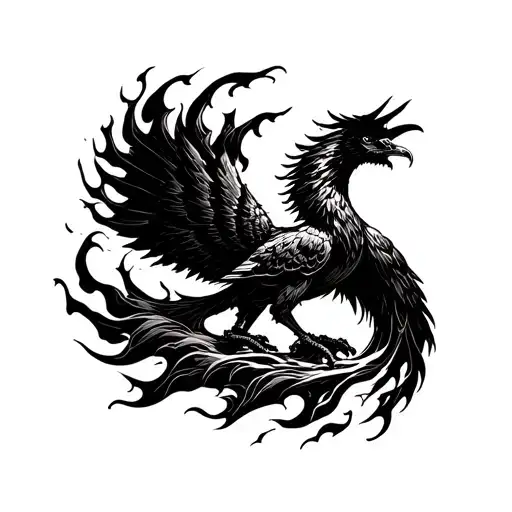 Phoenix Rising From Flames Coming