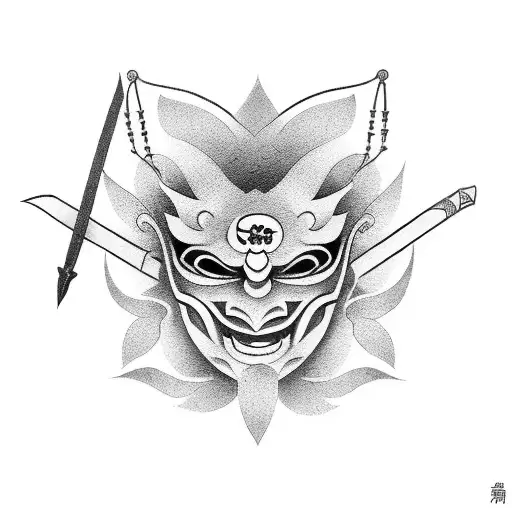 Japanese Mask With Dagger