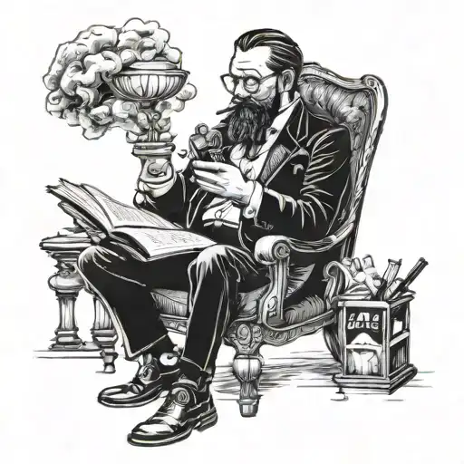 Reading A Book Drinking Bourbon And Smoking A Cigar