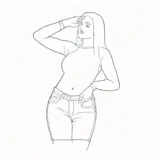 A Girl In A Black Top And Jeans