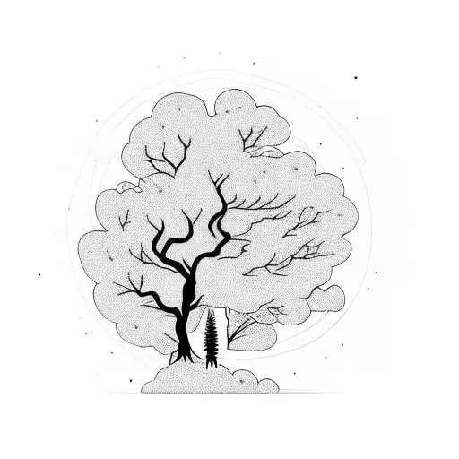 Tree With A Guardian Sleeping Against It