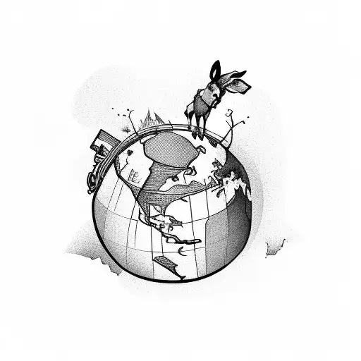 Donkey Playing With Terrestrial Globe On Its Noze