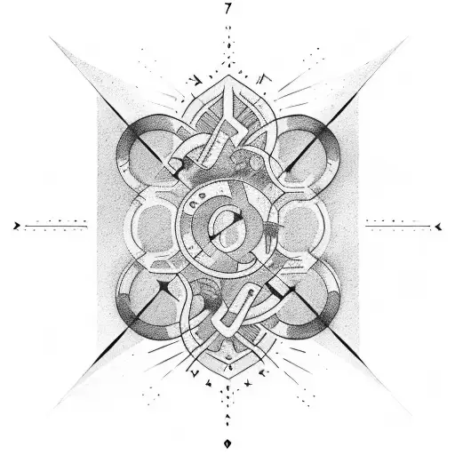 Number 7 In The Center Of A Line With Text Behind It