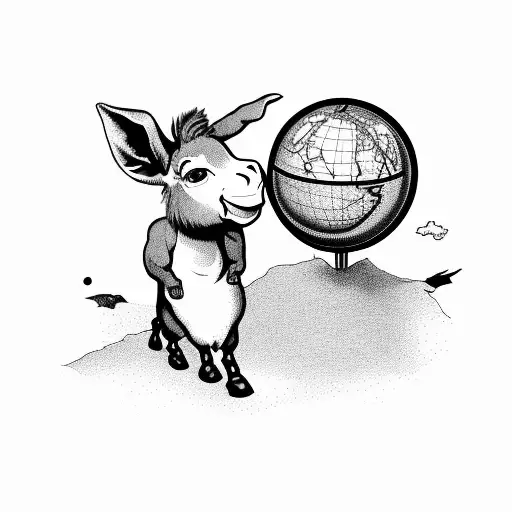 Donkey Playing With Terrestrial Globe On Its Noze